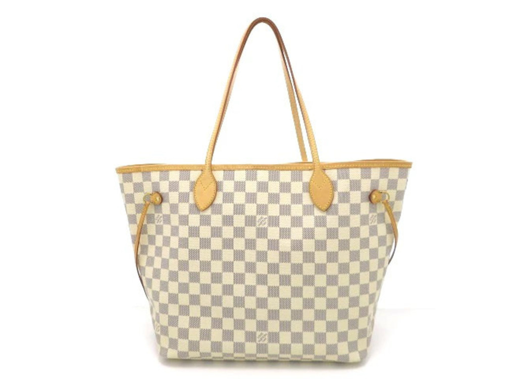 LOUIS VUITTON Neverfull Tote Bag Damier Azur White